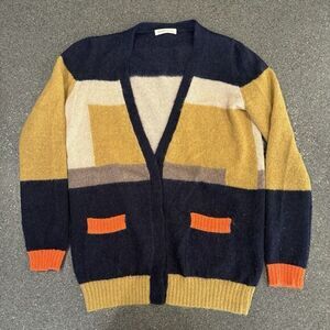 See By Chloe Mohair Wool Blend Colorful‎ Color Block Cardigan Medium